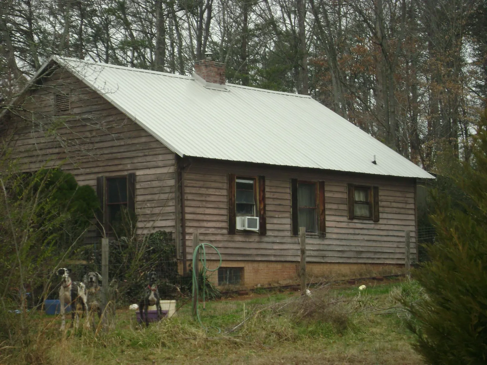 White metal roof on an old wood sided farmhouse, from a Asphalt Shingle Roof Repair job in Macomb